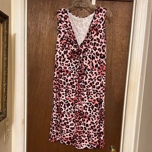 Pink Leopard Print Sleeveless Dress